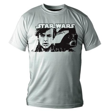 CAMISETA STAR WARS BLANCA LUKE Y DARTH VADER M/C