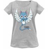 CAMISETA CHICA FAIRY TAIL HAPPY GRIS M/C