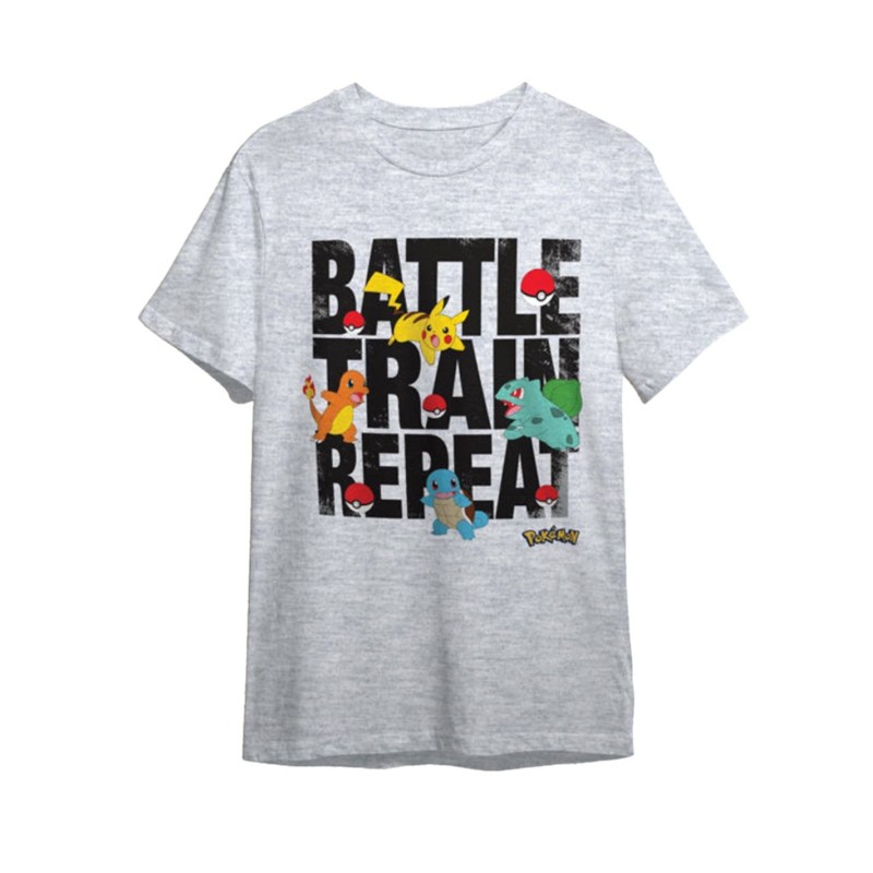 CAMISETA POKEMON GRIS BATTLE TRAIN REPEAT