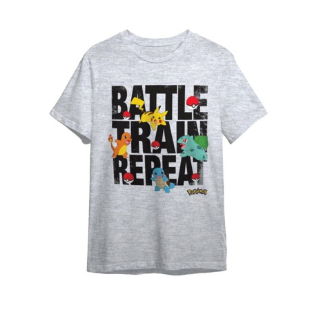 CAMISETA POKEMON GRIS BATTLE TRAIN REPEAT
