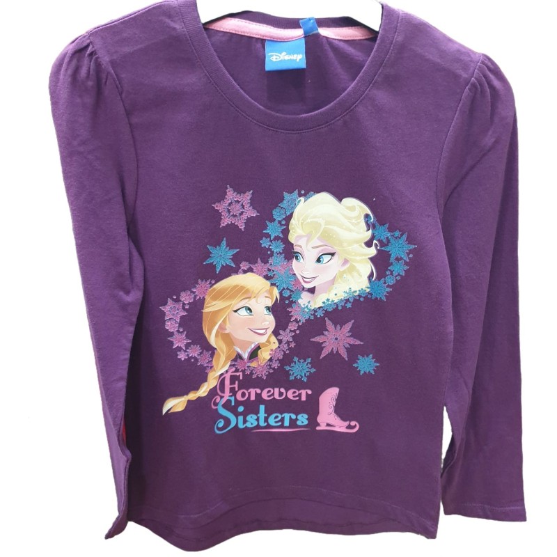 CAMISETA FROZEN ELSA Y ANNA LILA M/L