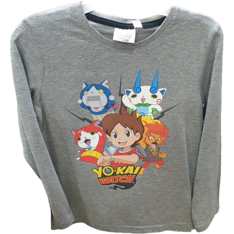 CAMISETA GRIS YOKAI WATCH MANGA LARGA