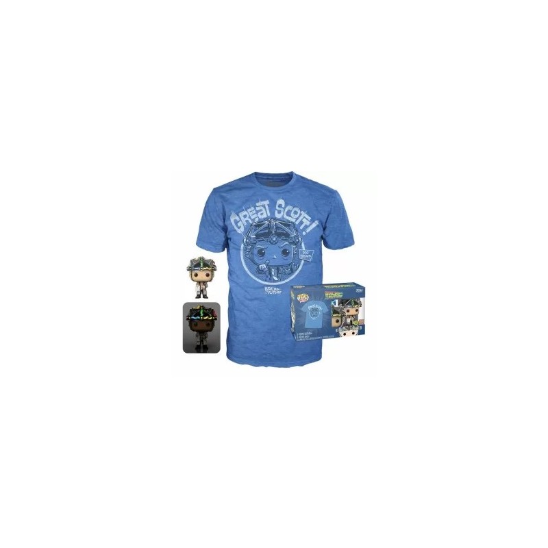 CAMISETA (TALLA M) + FUNKO POP! BACK TO THE FUTURE DOC WITH HELMET (959)