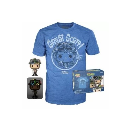 CAMISETA (TALLA M) + FUNKO POP! BACK TO THE FUTURE DOC WITH HELMET (959)