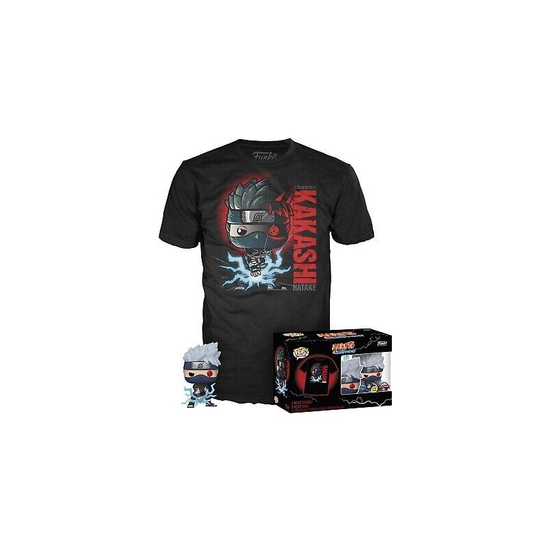 CAMISETA (TALLA L) + FUNKO POP! NARUTO KAKASHI (LIGHTNING BLADE) (822)