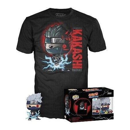 CAMISETA (TALLA L) + FUNKO POP! NARUTO KAKASHI (LIGHTNING BLADE) (822)