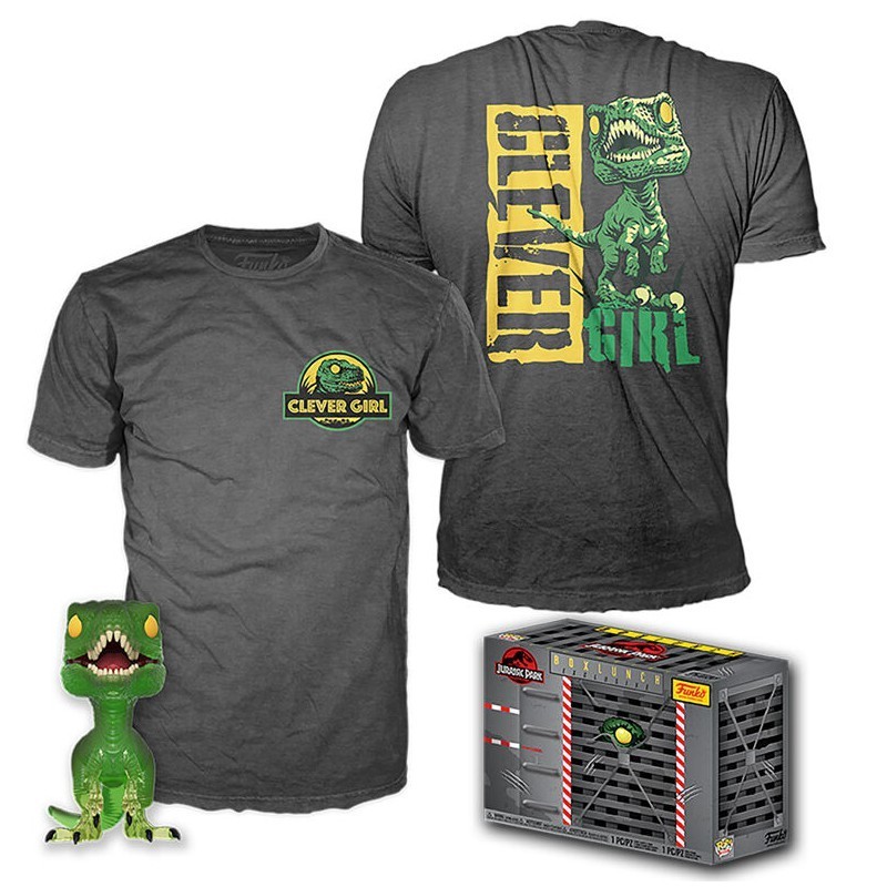 CAMISETA (TALLA L) + FUNKO POP! JURASSSIC PARK VELOCIRAPTOR