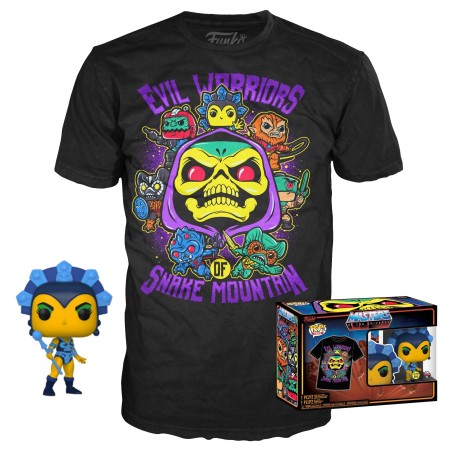 CAMISETA (TALLA S) + FUNKO POP! MASTER OF THE UNIVERSE EVIL-LYN GITD (86)