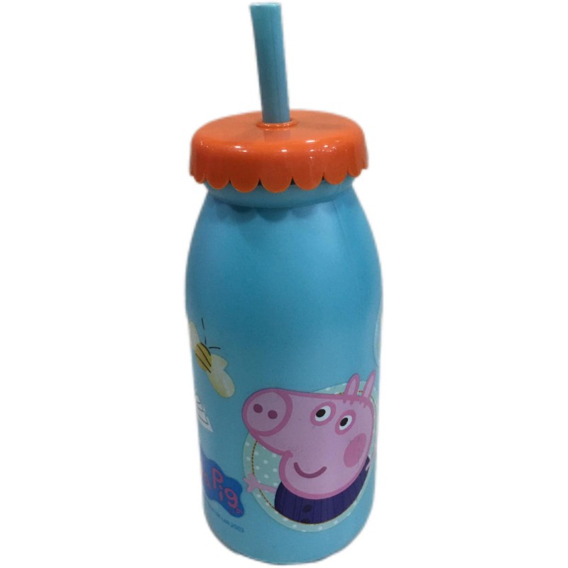 BOTELLA CON CAÑA PEPPA PIG 300ML