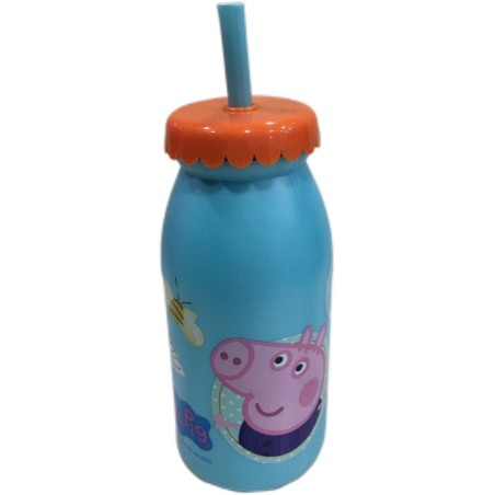 BOTELLA CON CAÑA PEPPA PIG 300ML