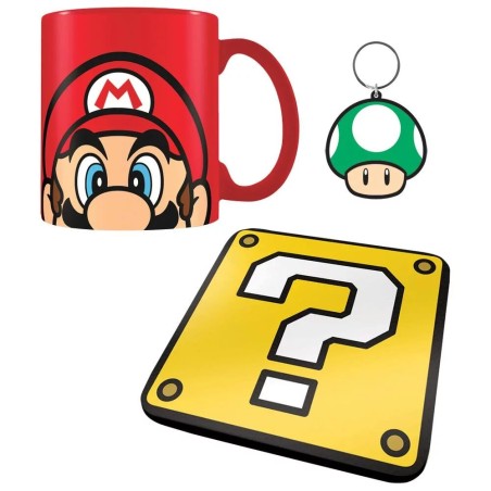 PACK REGALO SUPER MARIO (TAZA+LLAVERO+POSAVASOS)