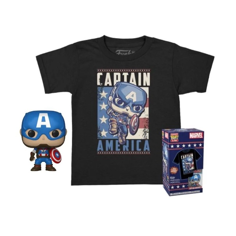 CAMISETA MARVEL CAPTAIN AMERICA (TALLA L) + POCKET POP