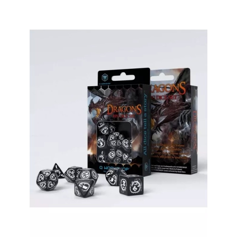 DADOS DRAGONS HEMATITE (7 UNIDADES) - Q WORKSHOP