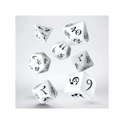 DADOS DE ROL CLÁSICOS EN BLANCO Y NEGRO (7 UNIDADES) - Q WORKSHOP