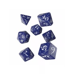 DADOS DE ROL CLÁSICO EN COBALTO Y BLANCO (7 UNIDADES) - Q WORKSHOP
