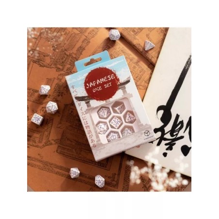 DADOS JAPONESES BLUE STAR LOTUS (7 UNIDADES) - Q WORKSHOP