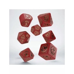 DADOS DRAGONS MODERN ROJO & ORO (7 UNIDADES) - Q WORKSHOP
