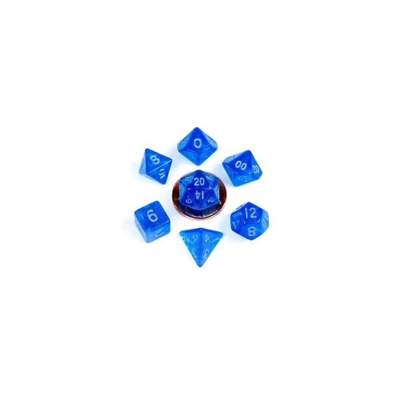 FANROLL MINI PACK DE DADOS STARDUST BLUE WITH SILVER NUMBERS (7)