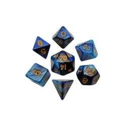 FANROLL MINI PACK DE DADOS BLUE/LIGHT BLUE WITH GOLD NUMBERS (7)