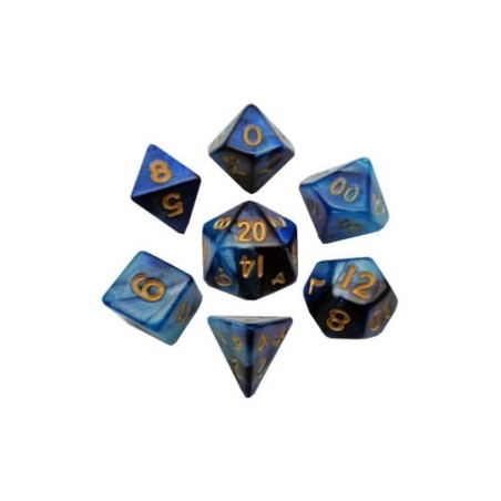 FANROLL MINI PACK DE DADOS BLUE/LIGHT BLUE WITH GOLD NUMBERS (7)