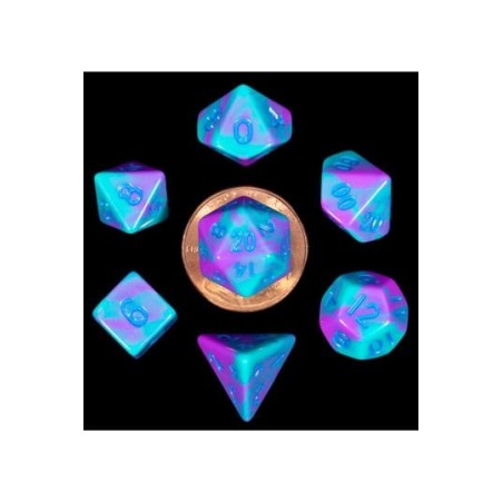 FANROLL MINI PACK DE DADOS TURQUOISE AND PURPLE MARBLE (7)