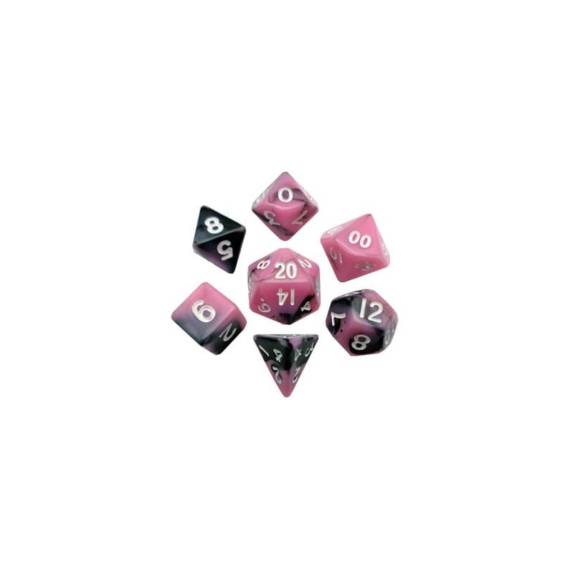 FANROLL MINI PACK DE DADOS PINK/BLACK WITH WHITE NUMBERS (7)