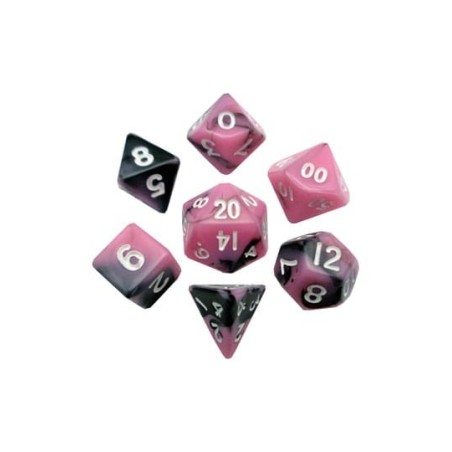 FANROLL MINI PACK DE DADOS PINK/BLACK WITH WHITE NUMBERS (7)