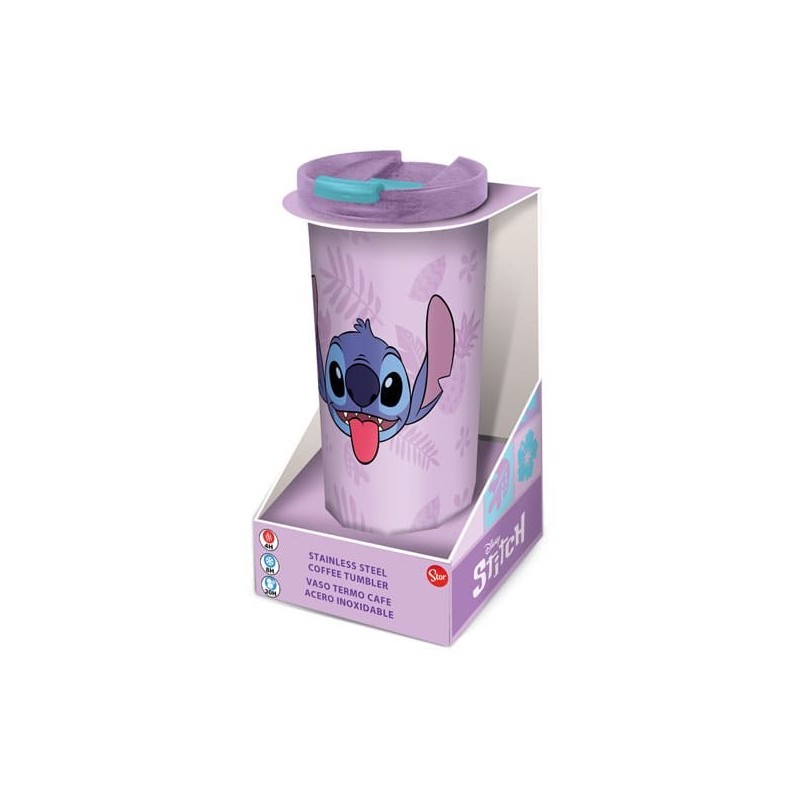 TAZA DE VIAJE LILO & STITCH (STICH PALMS) TERMO ACERO INOXIDABLE