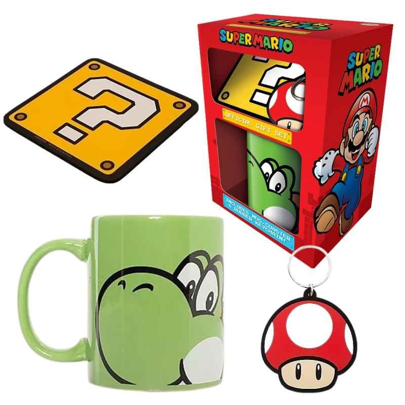PACK REGALO SUPER MARIO "YOSHI" (TAZA+LLAVERO+POSAVASOS)