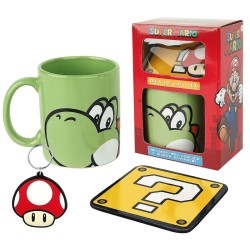 PACK REGALO SUPER MARIO "YOSHI" (TAZA+LLAVERO+POSAVASOS)