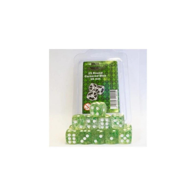 DADOS COLORES 6 CARAS (15 UNIDADES) COLOR VERDE PURPURINA