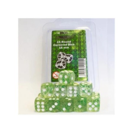 DADOS COLORES 6 CARAS (15 UNIDADES) COLOR VERDE PURPURINA