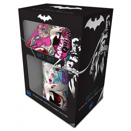 HARLEY QUINN DC COMICS SET DE REGALO TAZA + POSAVASOS + LLAVERO