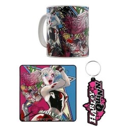 HARLEY QUINN DC COMICS SET DE REGALO TAZA + POSAVASOS + LLAVERO