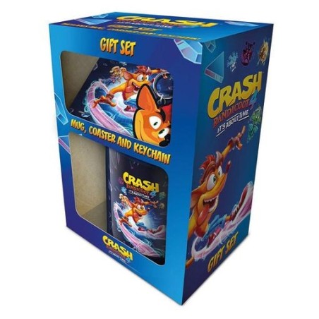 CRASH BANDICOOT 4 SET DE REGALO TAZA + POSAVASOS + LLAVERO