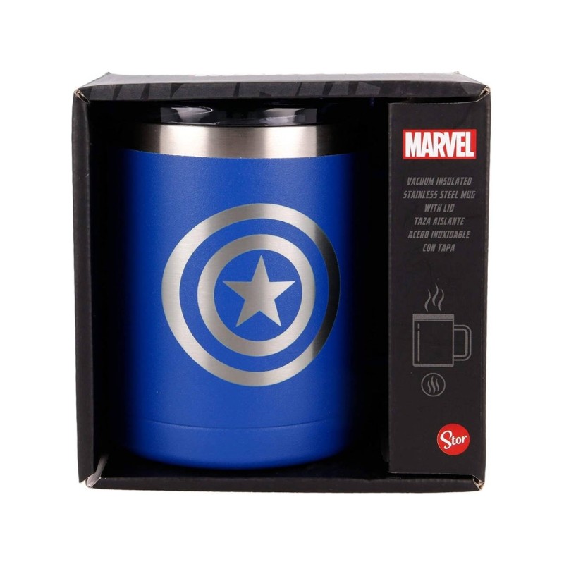 CAPITAN AMERICA MARVEL TAZA AISLANTE ACERO INOXIDABLE CON TAPA