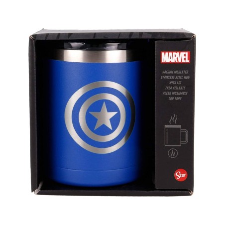 CAPITAN AMERICA MARVEL TAZA AISLANTE ACERO INOXIDABLE CON TAPA