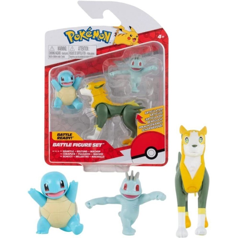 POKEMON BATTLE FIGURE SET (SQUIRTLE - BOLTUND - MACHOP)