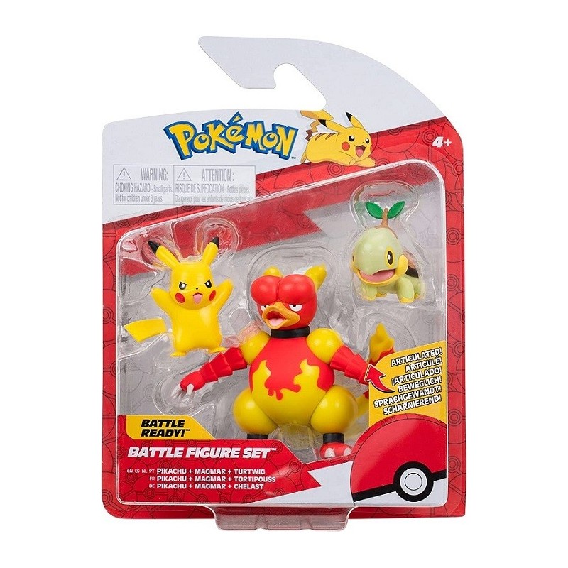 POKEMON BATTLE FIGURE SET (PIKACHU - MAGMAR - TURTWIG)