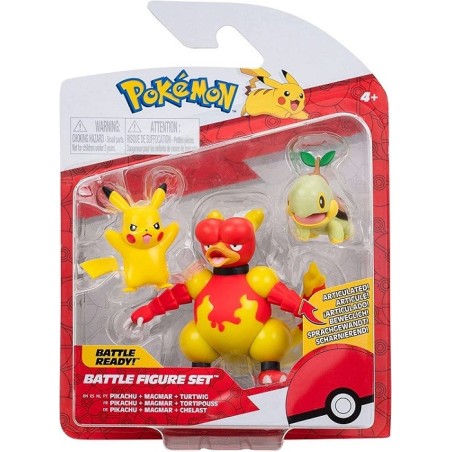 POKEMON BATTLE FIGURE SET (PIKACHU - MAGMAR - TURTWIG)